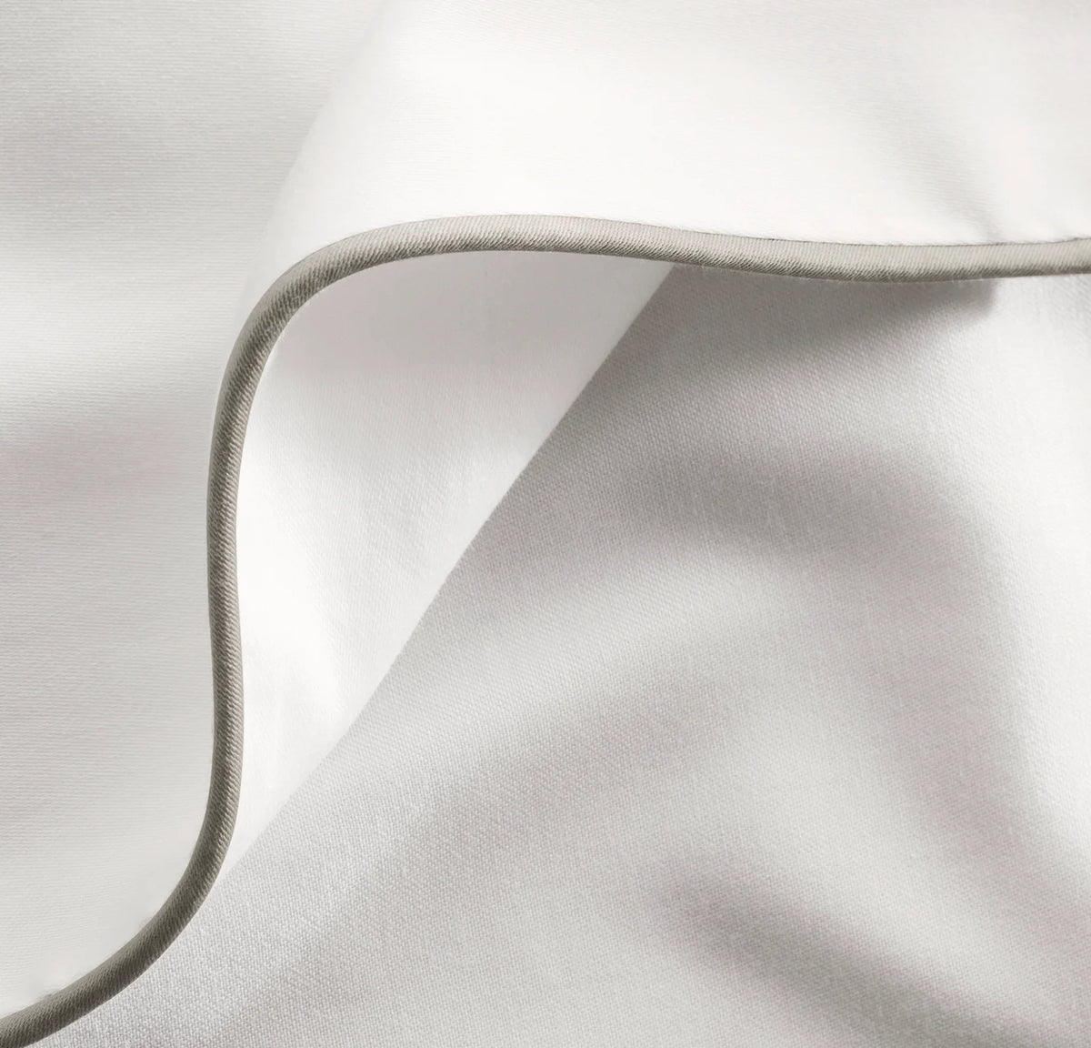 Percale Embellished Sheet Set - White/Pewter Piped Edge