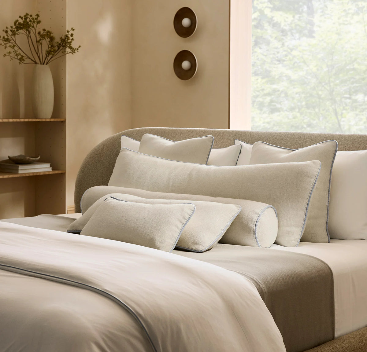 Threadmark Pillow Cover (Grand Lumbar) - Soft White/Melange Shore