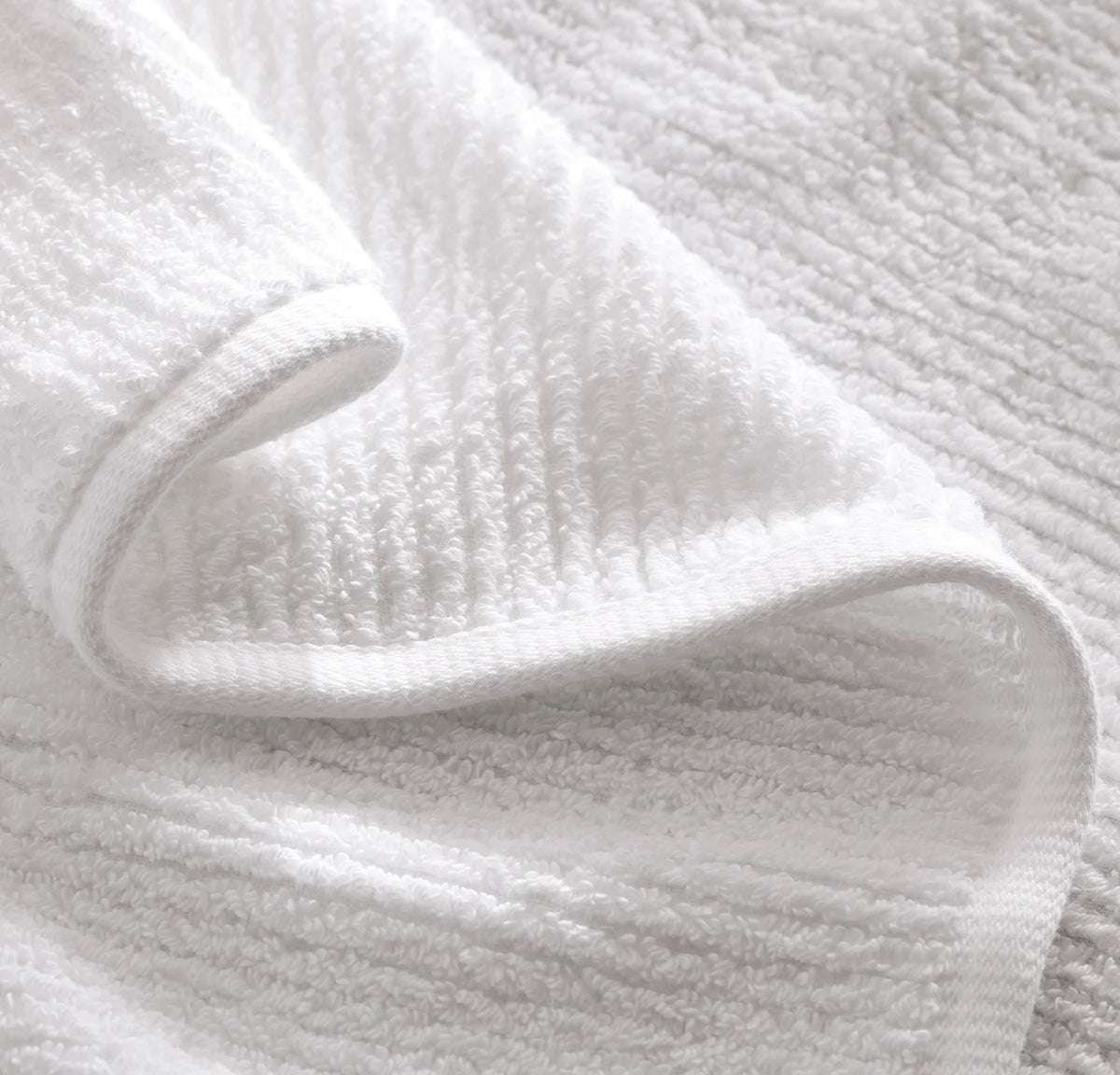 Turkish Ribbed Hand Towels (Pair) - White