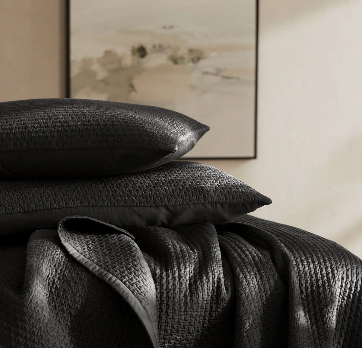 Signature Textured Stitch Quilted Sham - Night