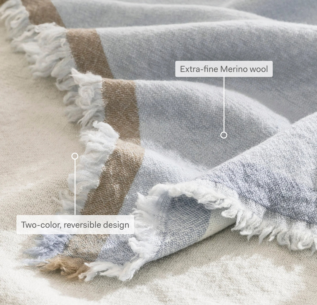 Lavé Wool Throw Blanket - Cream/Oak