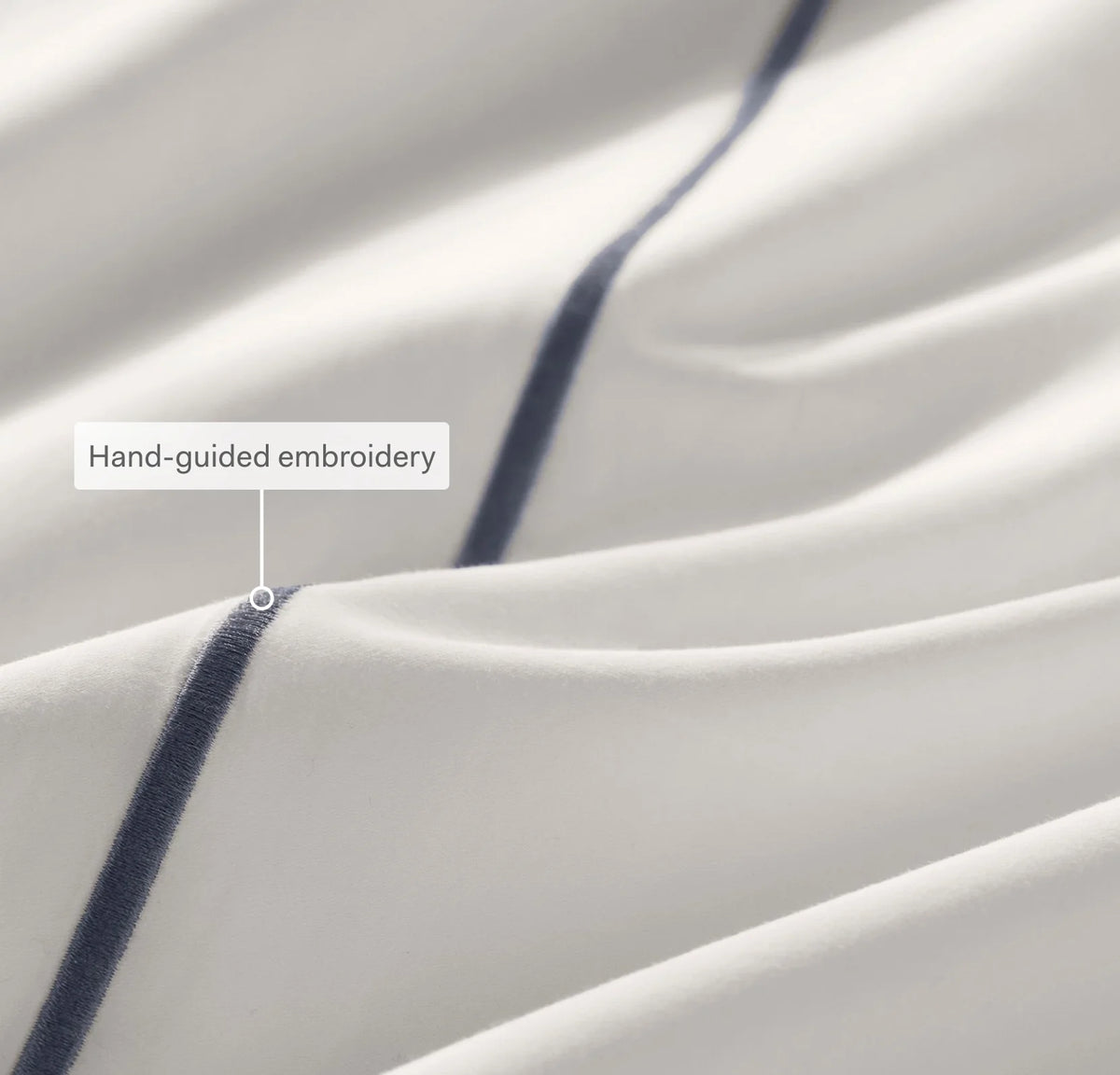 Percale Embellished Sheet Set - White/Oak Embroidered