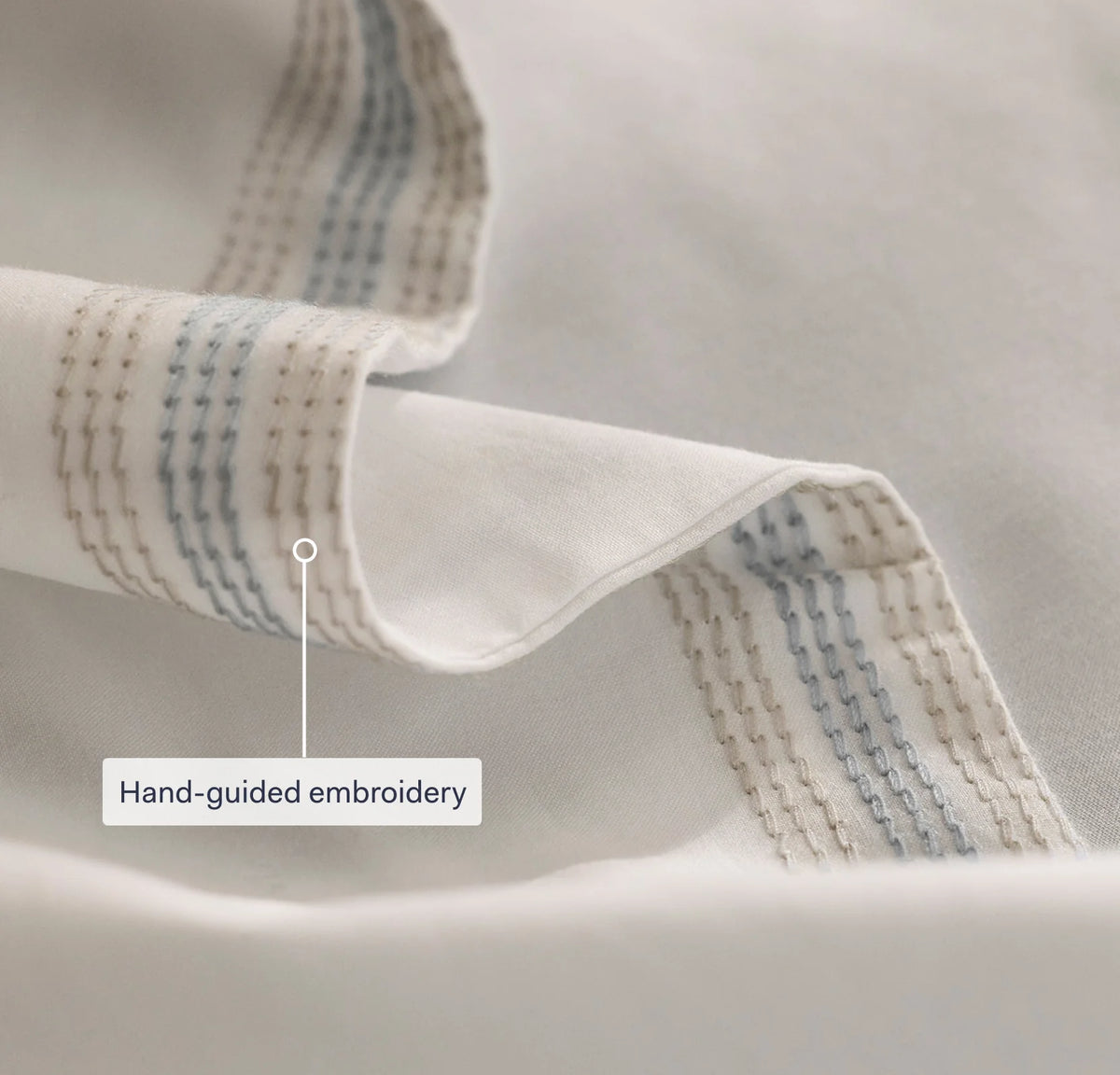 Percale Embellished Sheet Set - Coastal Navy/White Sail Stitch