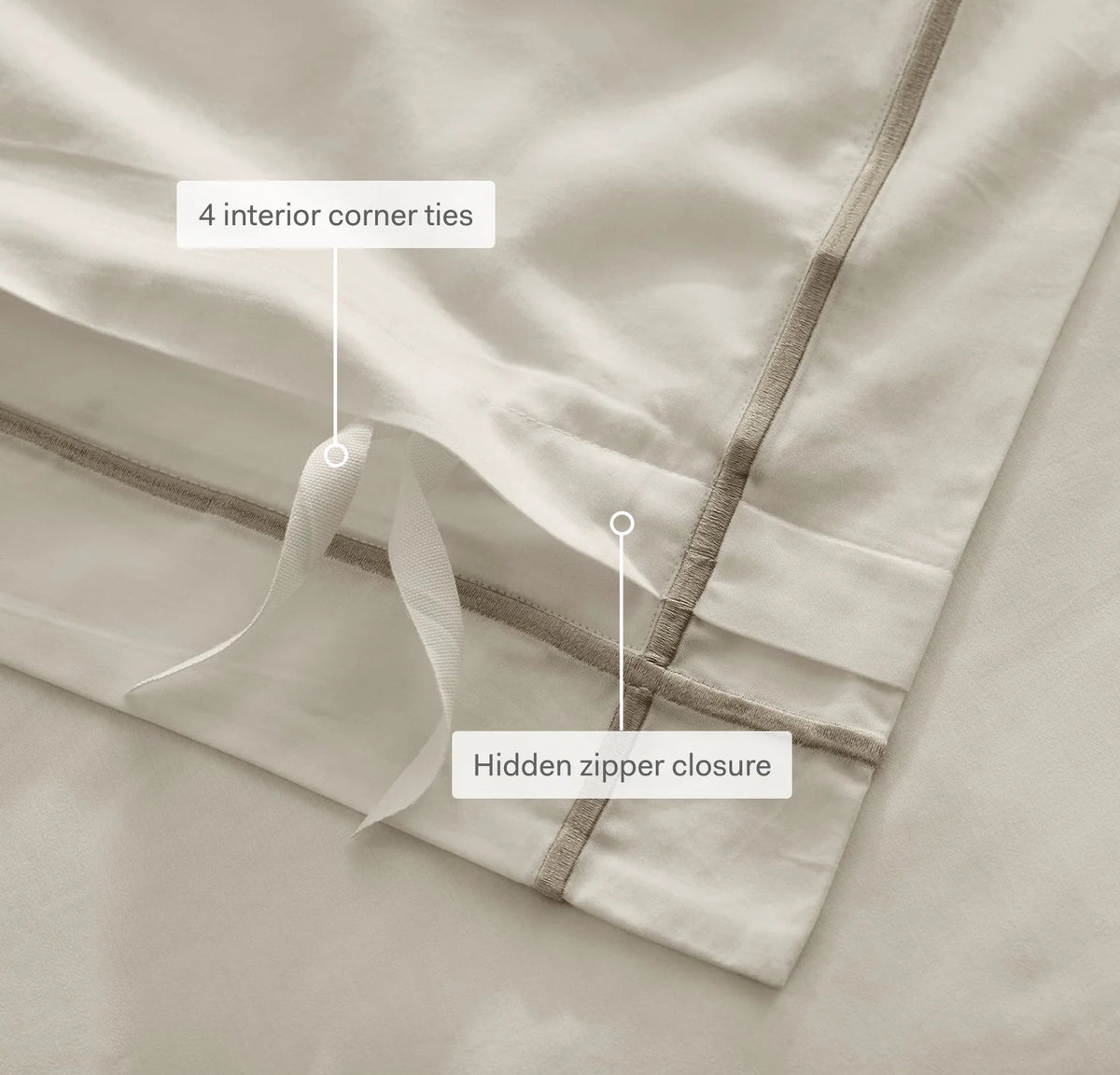 Percale Embellished Duvet Set - White/Mineral Embroidered