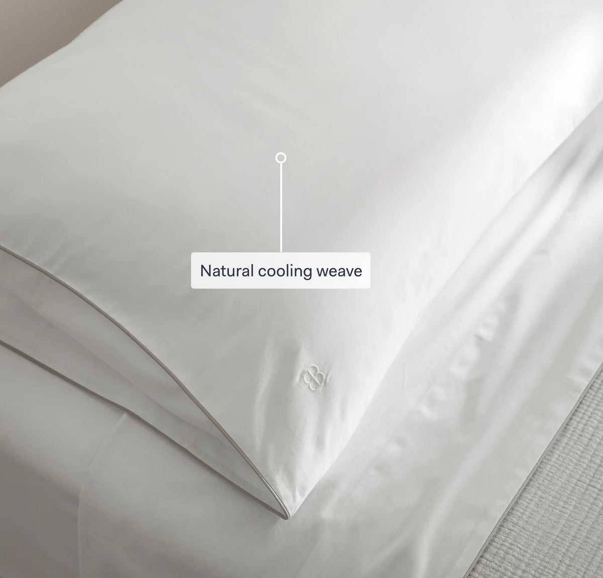 Percale Embellished Pillowcase Set - White/Pewter Piped Edge