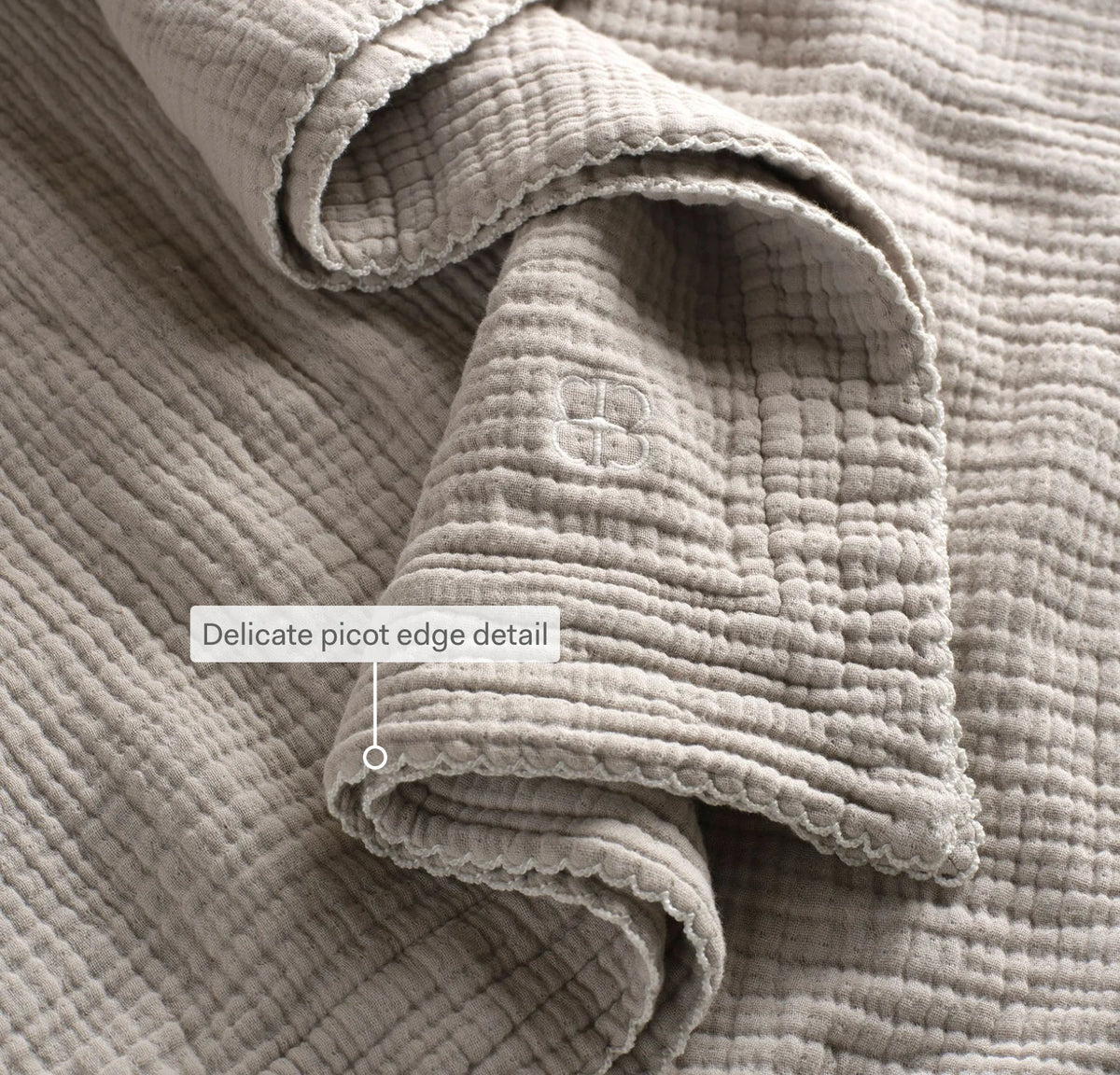 Dream Baby Blanket - Pewter/Cream Picot