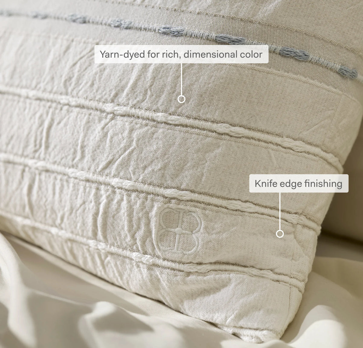 Tideline Pillow Cover (Grand Lumbar) - Cream/Hydrangea