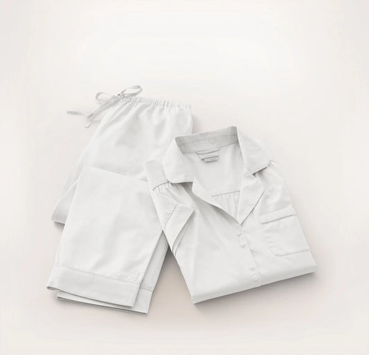 Signature Short Sleeve & Pants Pajama Set - White