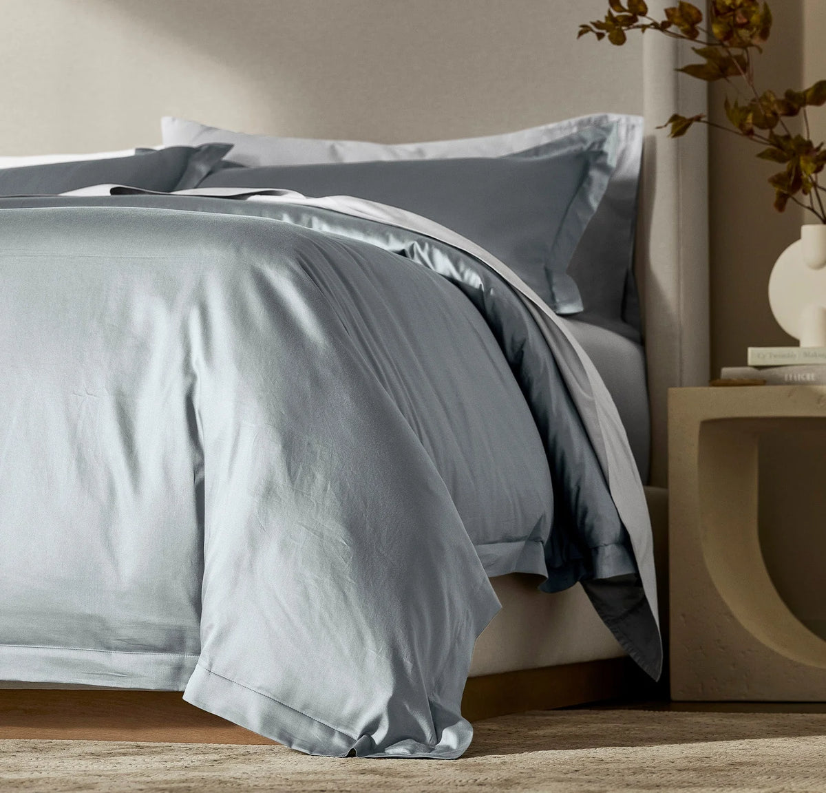 Signature Hemmed Duvet Set - Bluestone