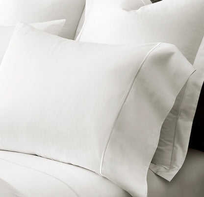 Percale Embellished Pillowcase Set - White/White Embroidered