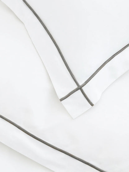 Signature Embellished Duvet Set - White/Stone Embroidered