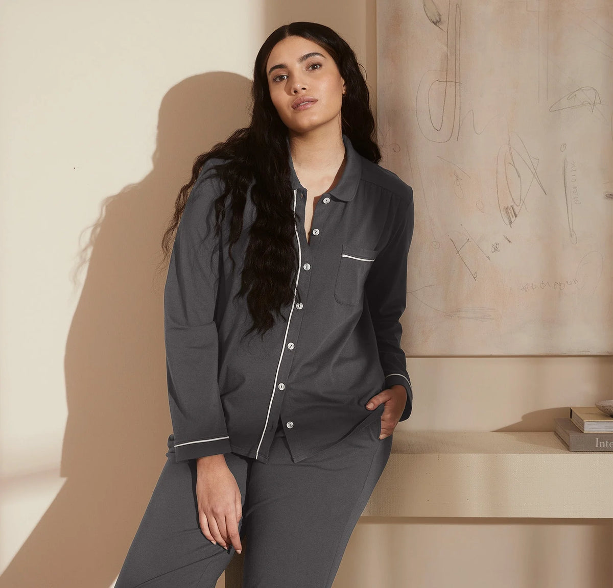 Soft Knit Long Sleeve & Pants Pajama Set - Night