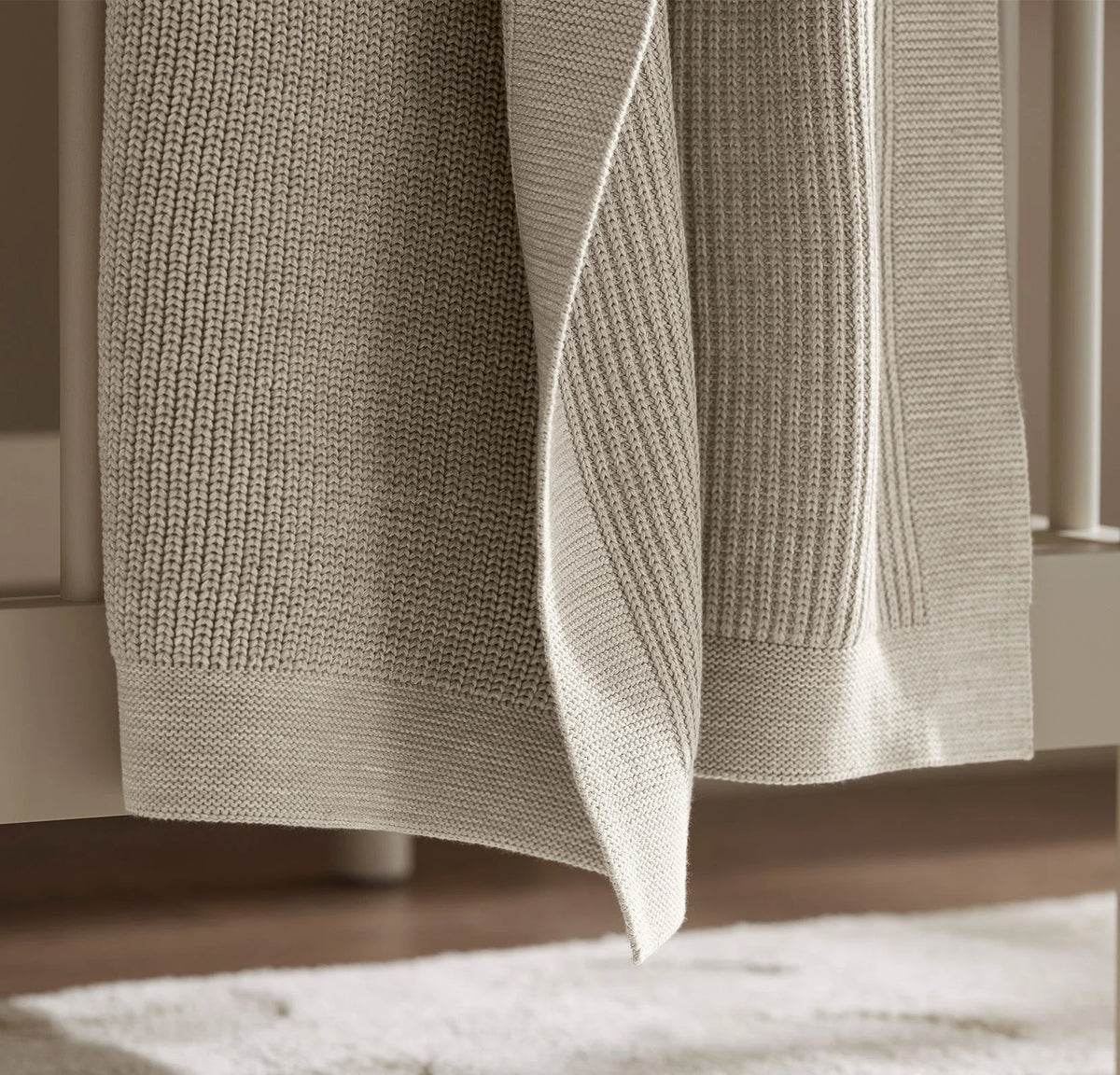 Ribbed Knit Baby Blanket - Heathered Oatmeal