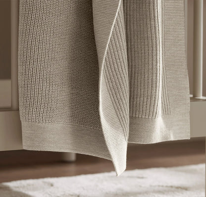 Ribbed Knit Baby Blanket - Heathered Oatmeal