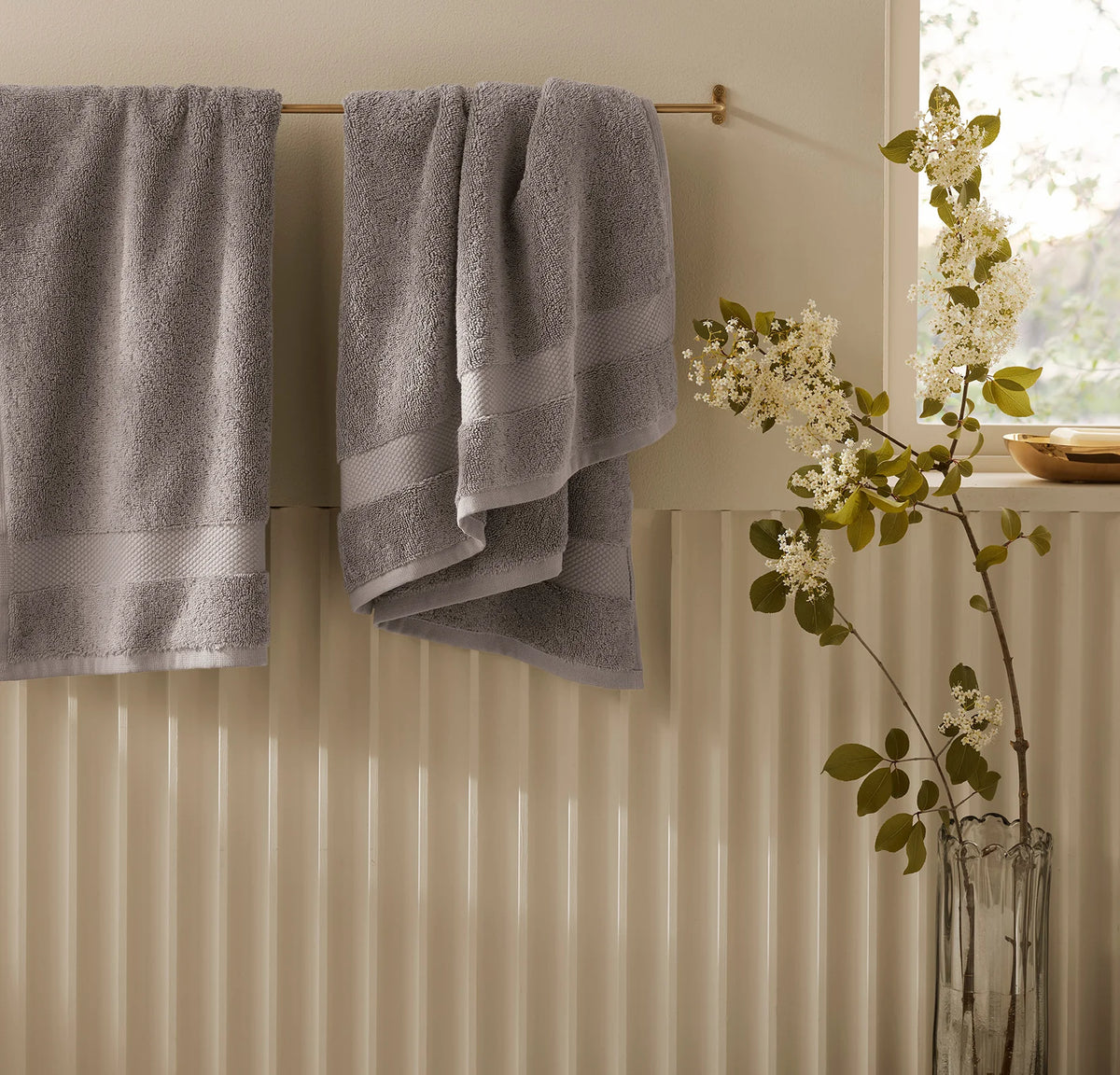 Plush Hand Towels (Pair) - Stone