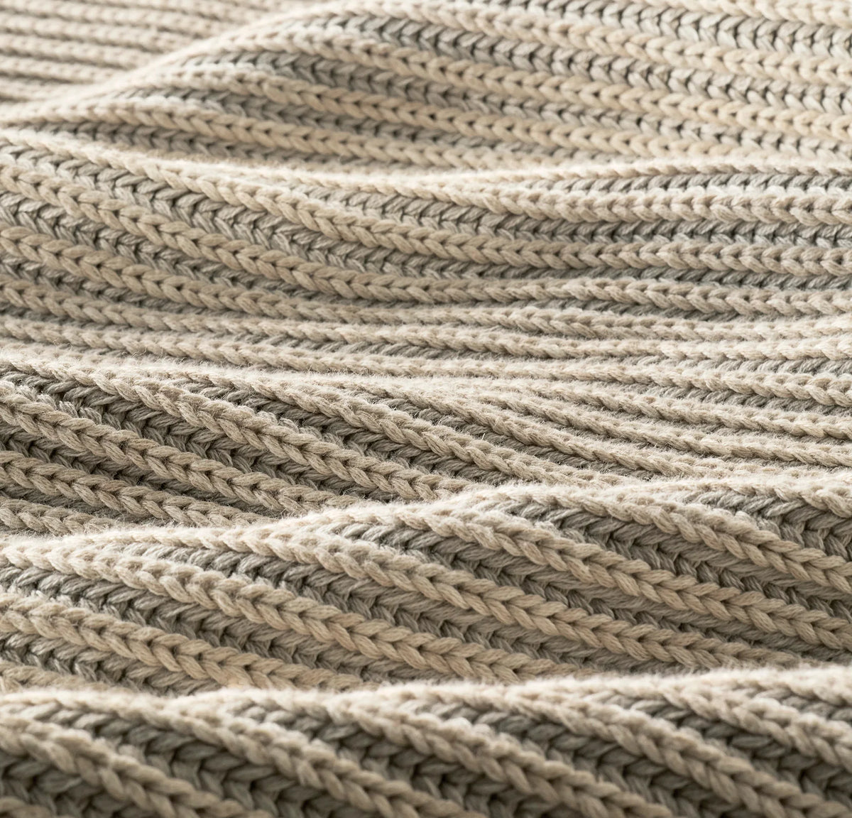 Sunday Knit Throw Blanket - Heathered Oatmeal/Heathered Pewter