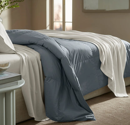 Percale Quilted Down Alternative Comforter - Bluestone