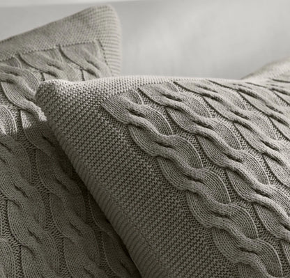 Modern Cable Knit Pillow Cover (20x20) - Heathered Pewter