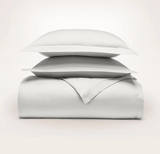 Percale Hemmed Duvet Set - Mist