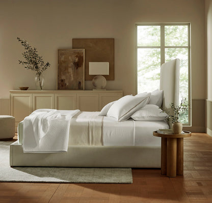 Percale Embellished Sheet Set - White/Oak Framed