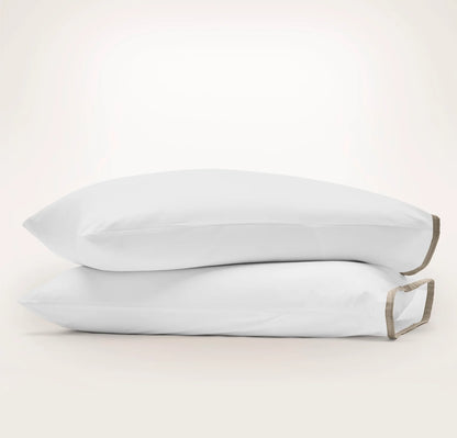 Percale Embellished Pillowcase Set - White/Oak Framed