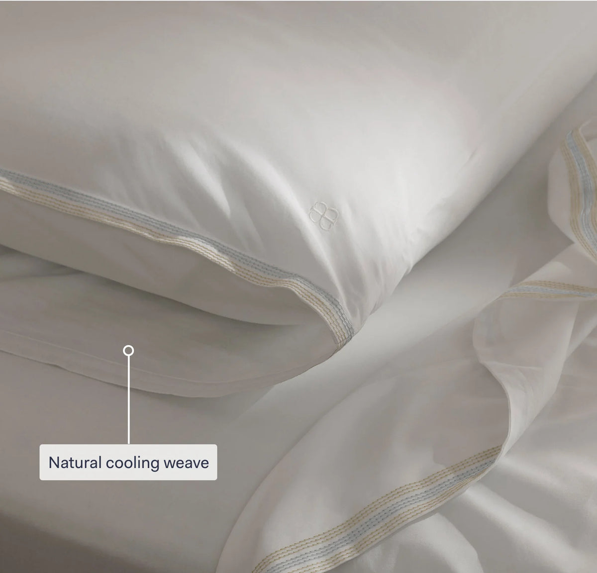Percale Embellished Pillowcase Set - Coastal Navy/White Sail Stitch