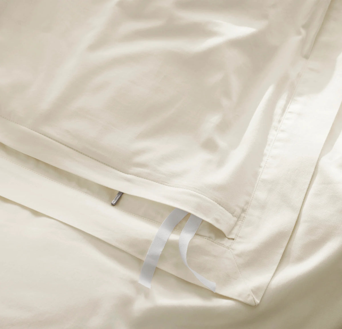 Percale Hemmed Duvet Set - Cream