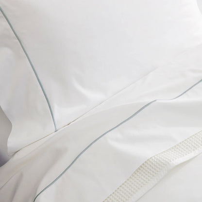 Percale Embellished Pillowcase Set - White/Shore Embroidered