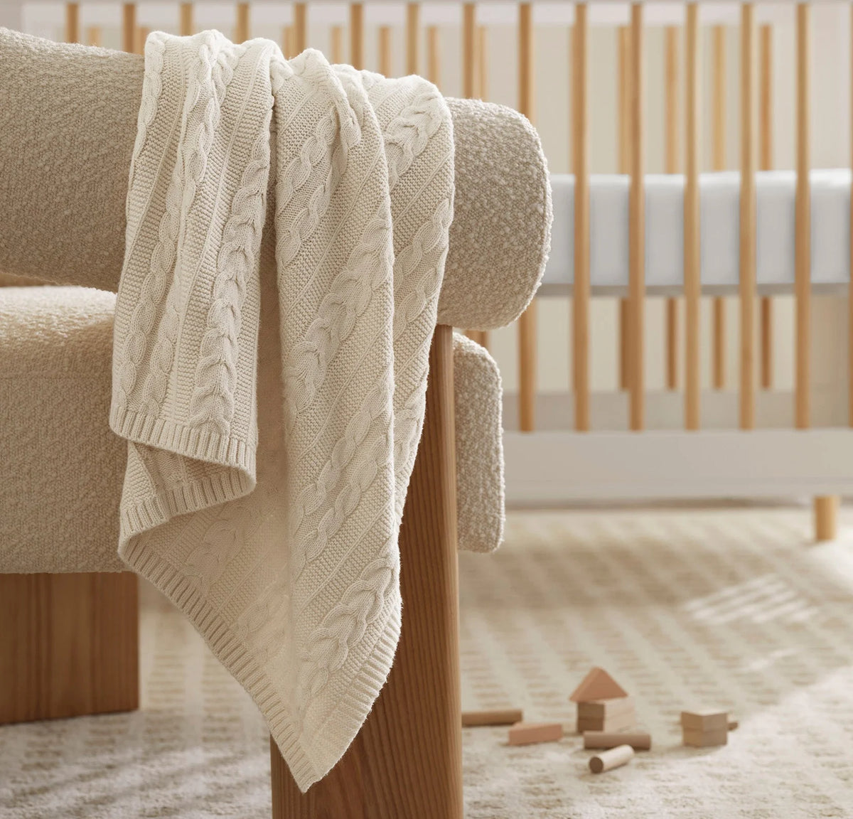Cable Knit Baby Blanket - Natural