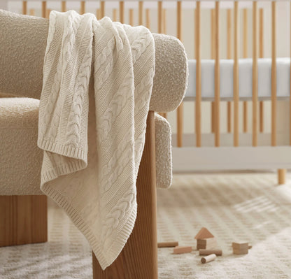 Cable Knit Baby Blanket - Natural