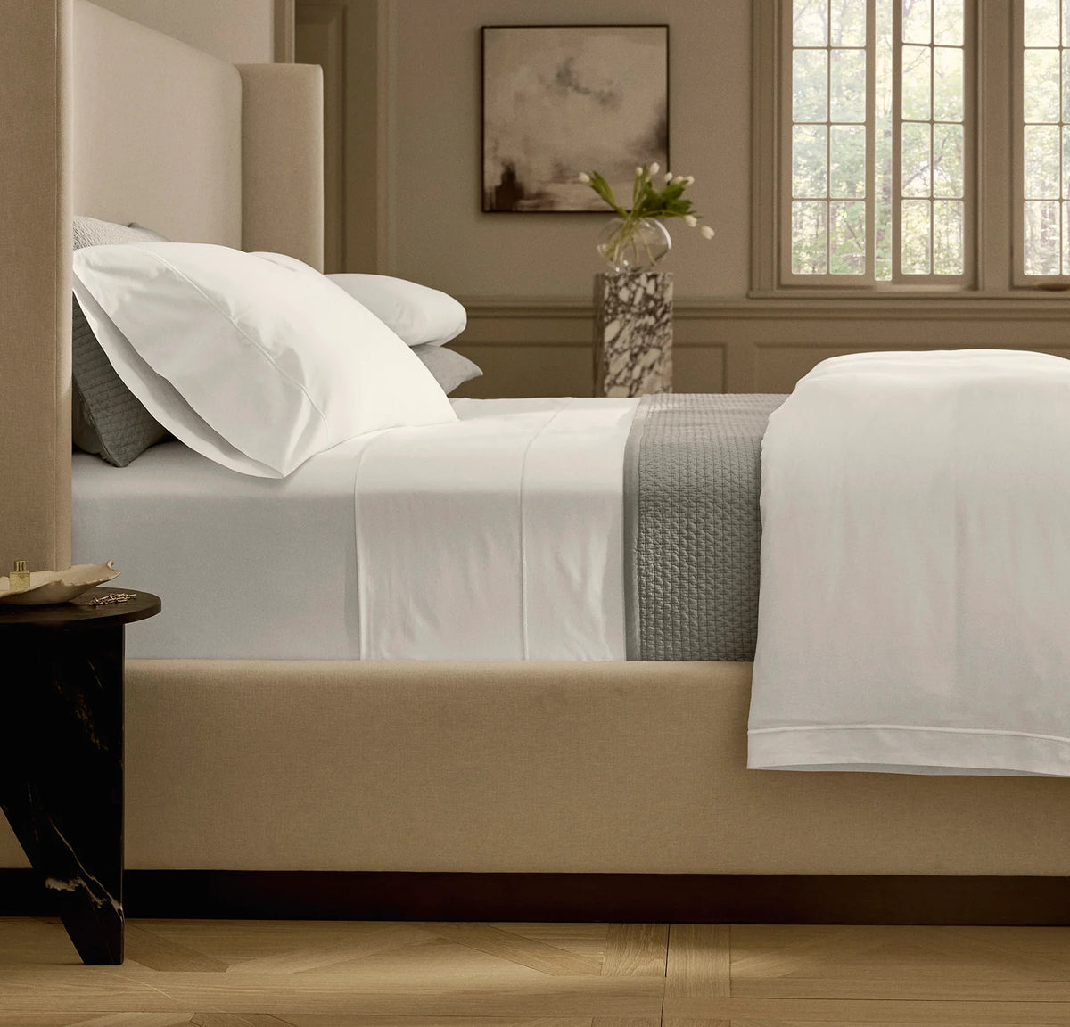 Signature Embellished Sheet Set - White/White Embroidered