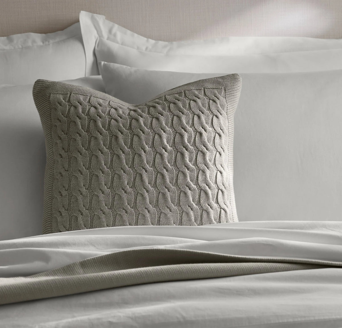 Modern Cable Knit Pillow Cover (20x20) - Heathered Pewter