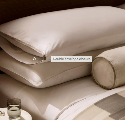 Signature Embellished Pillowcase Set - White/Pewter/Oak Trielle