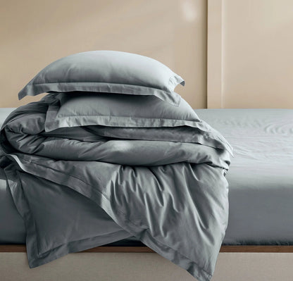 Signature Hemmed Duvet Set - Bluestone