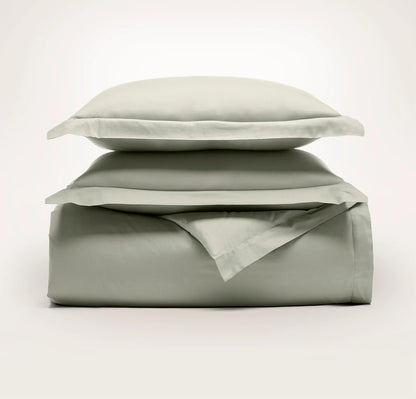 Percale Hemmed Duvet Set - Sageleaf