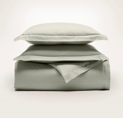 Percale Hemmed Duvet Set - Sageleaf