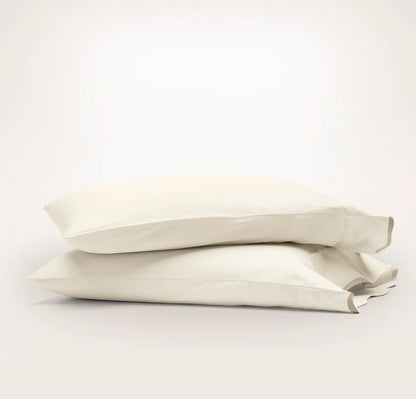 Signature Embellished Pillowcase Set - Cream/Sand Curved Edge