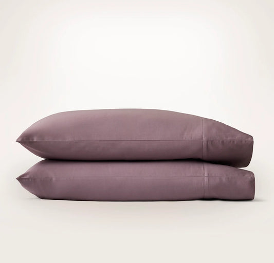 Percale Hemmed Pillowcase Set - Plum