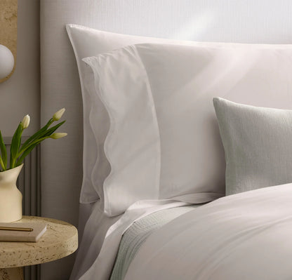 Signature Embellished Sheet Set - White/White Curved Edge