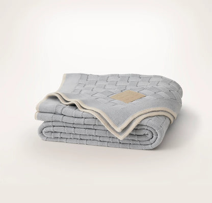 Basketweave Knit Throw Blanket - Shore/Sand