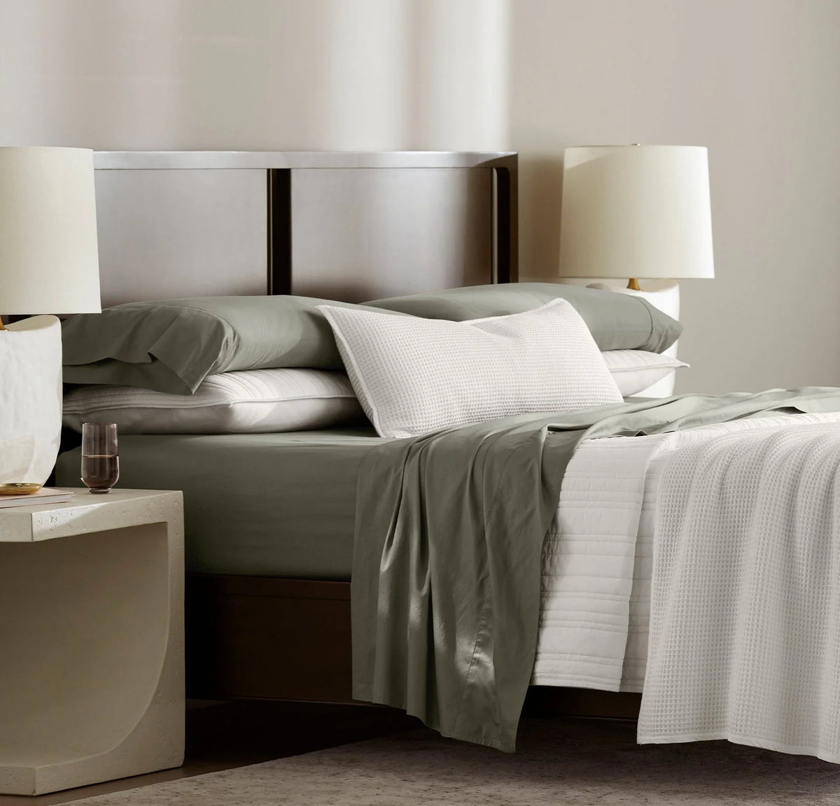 Percale Hemmed Pillowcase Set - Juniper
