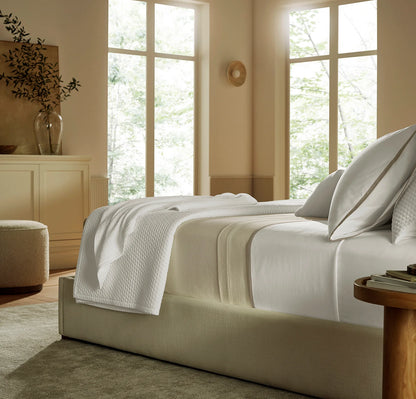Percale Embellished Sheet Set - White/Oak Framed