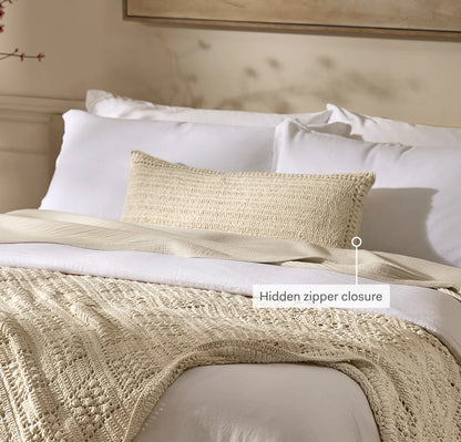 Summer Crochet Pillow Cover - Lumbar (Natural)