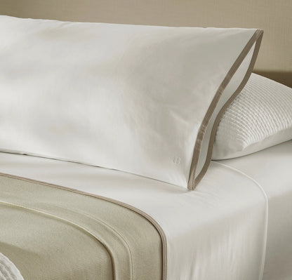 Percale Embellished Sheet Set - White/Oak Framed