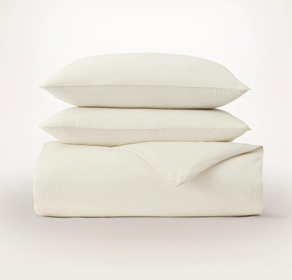 Signature Embellished Duvet Set - Cream/Cream Piped Edge