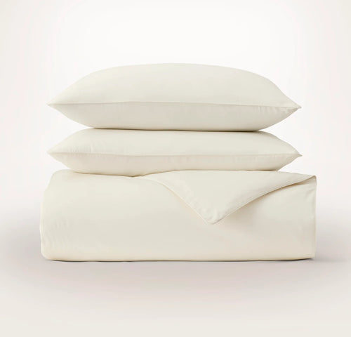 Signature Embellished Duvet Set - Cream/Cream Piped Edge