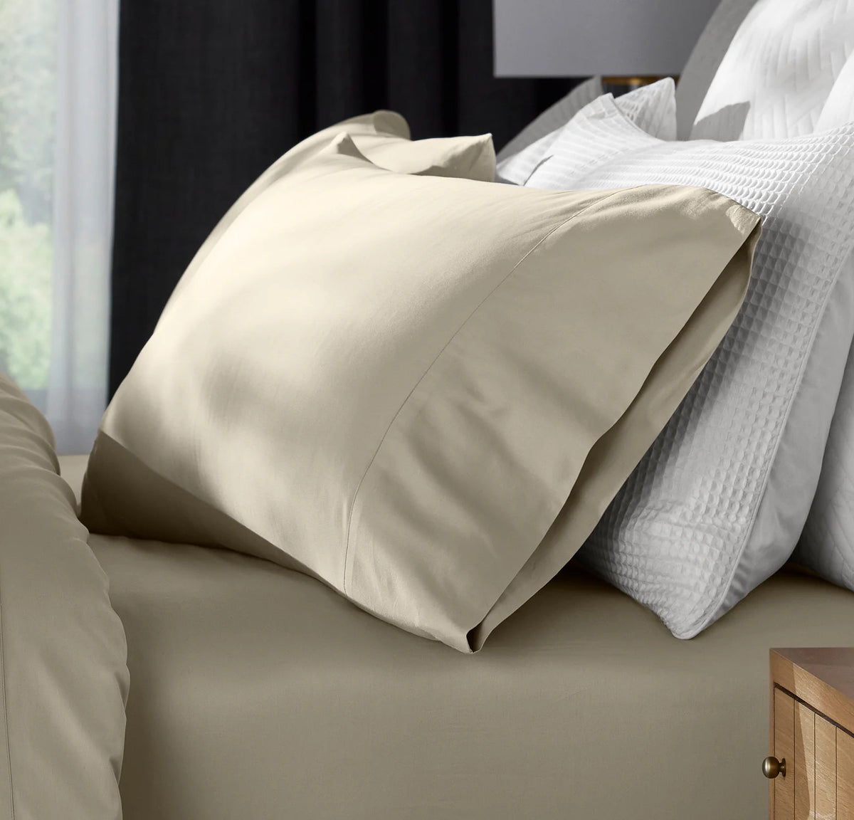 Percale Hemmed Pillowcase Set - Oak