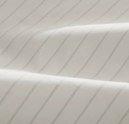 Percale Hemmed Sheet Set - White/Oak Simple Stripe