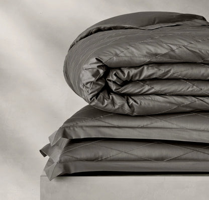 Reserve Embellished Duvet Set - Stone/Stone Embroidered Lattice