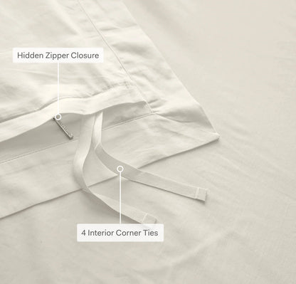 Signature Hemmed Duvet Set - Coastal Navy